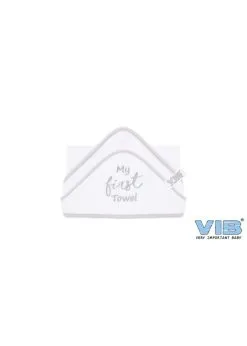 Baby Badcape My Firts Towel Wit / Zilver | Feestkleding Breda