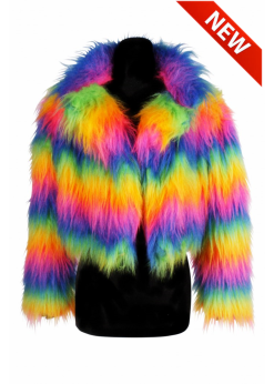 Feestkleding Breda Bontjas Dames Rainbow