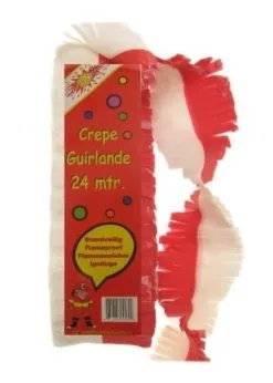 Crepe Guirlande Brandvertragend Rood/wit | Feestkleding Breda