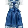 Dirndl Jurk Blauw / Wit Bloemen | Feestkleding Breda