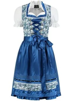 Dirndl Jurk Blauw / Wit Bloemen | Feestkleding Breda