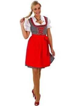 Dirndl Jurk Zwart/Wit Gestippeld | Feestkleding Breda