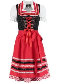 Dirndl Zwart/Rood Met Stippen | Feestkleding Breda