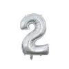 Folie Ballon Cijfer 2 Zilver 66 Cm | Feestkleding Breda
