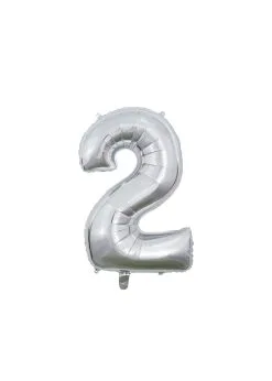 Folie Ballon Cijfer 2 Zilver 66 Cm | Feestkleding Breda