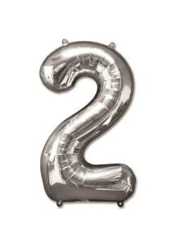 Folie Ballon Cijfer 2 Zilver 92 Cm | Feestkleding Breda