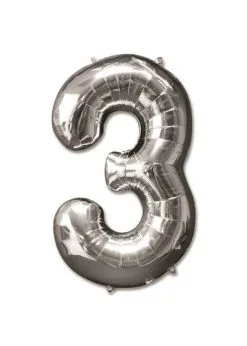 Folie Ballon Cijfer 3 Zilver 92 Cm | Feestkleding Breda