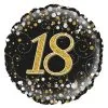Folieballon 18 Jaar Zwart Goud Zilver Holografisch| Feestkleding Breda