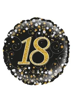 Folieballon 18 Jaar Zwart Goud Zilver Holografisch| Feestkleding Breda