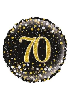 Folieballon 70 Jaar Zwart Goud Zilver Holografisch| Feestkleding Breda