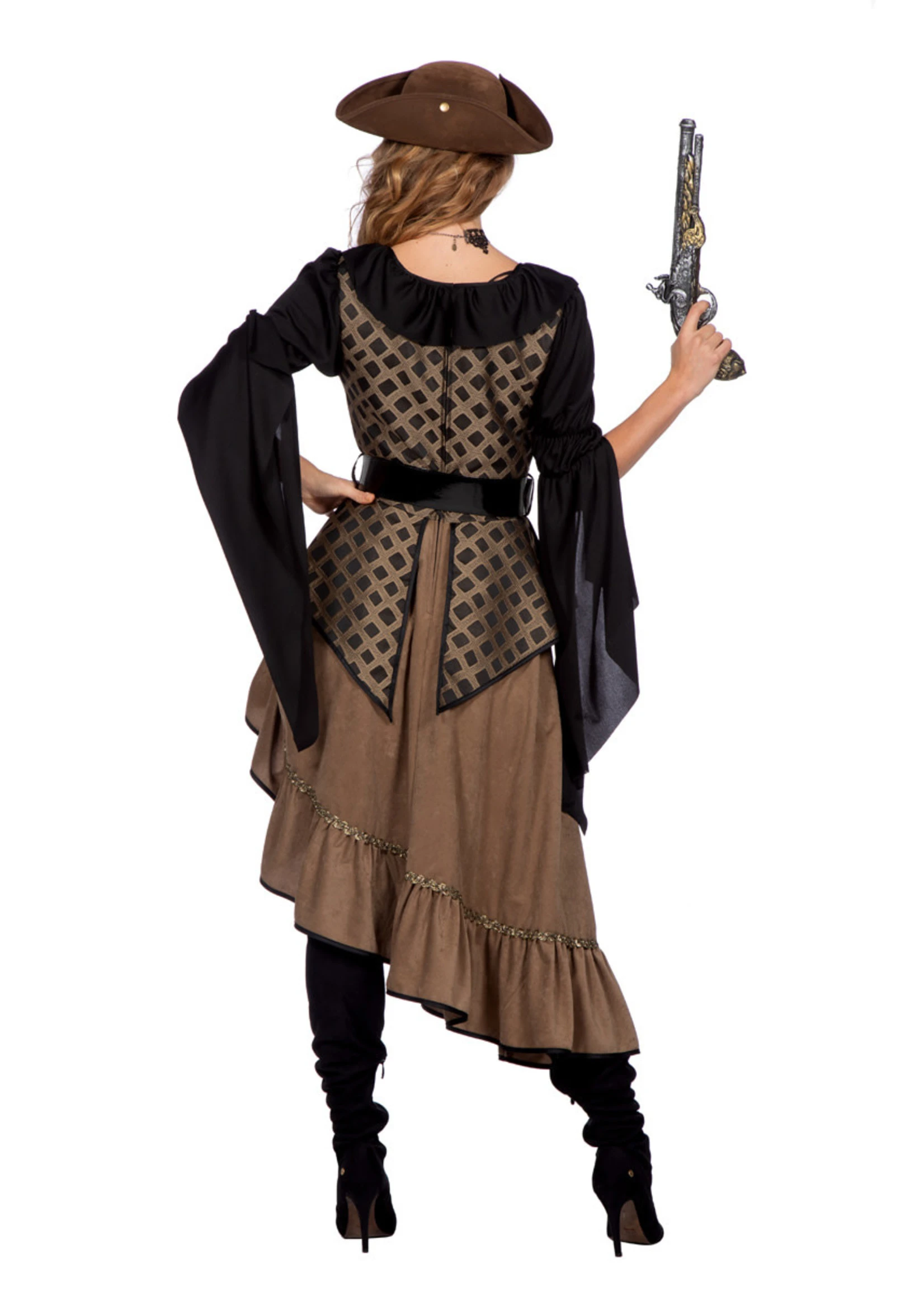 Feestkleding Breda Jurk Piraat Taupe Luxe 3 Feestkleding Breda Jurk Piraat Taupe Luxe - Afbeelding 3