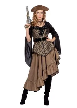 Feestkleding Breda Jurk Piraat Taupe Luxe