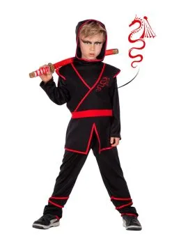 Feestkleding Breda Kostuum Ninja Zwart/rood Kind