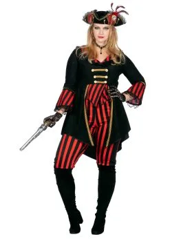 Piraat Kostuum Zwart / Rood Dame | Feestkleding Breda -Oktoberfest Winkel feestkleding breda kostuum piraat pirate stripe da 3