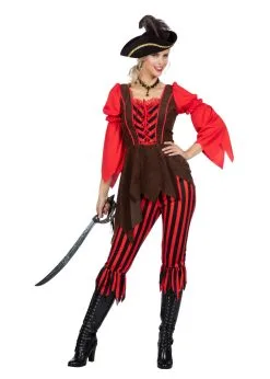 Piraat Bruin/rood Dames | Feestkleding Breda