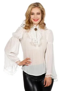 Piraten/gothic Dames Blouse Ecru | Feestkleding Breda