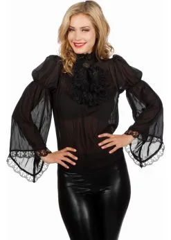 Piraten/gothic Dames Blouse Zwart | Feestkleding Breda