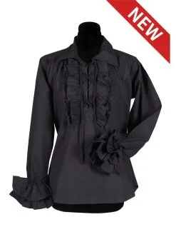 Feestkleding Breda Piratenblouse Dame, Zwart