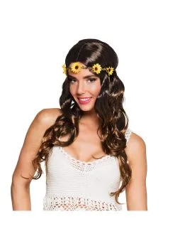 Pruik Joy Donkerbruin Met Haarband | Feestkleding Breda