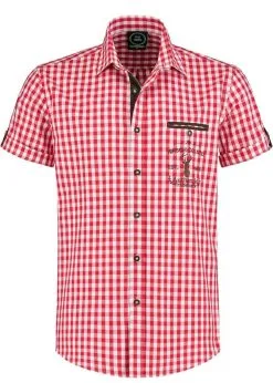 Feestkleding Breda Tiroler Blouse Rood/wit Korte Mouw