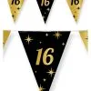 Vlaggenlijn 16 Jaar Zwart/goud 10m | Feestkleding Breda