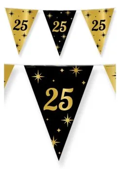 Feestkleding Breda Vlaggenlijn 25 Jaar Zwart/goud 10m