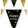 Vlaggenlijn Happy Birthday Zwart/goud 10m | Feestkleding Breda